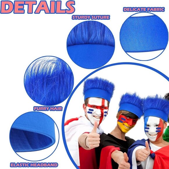 6Pcs Fuzzy Hairy Headbands with Stickers Kids Adults Spirit Week Accessories main image 6